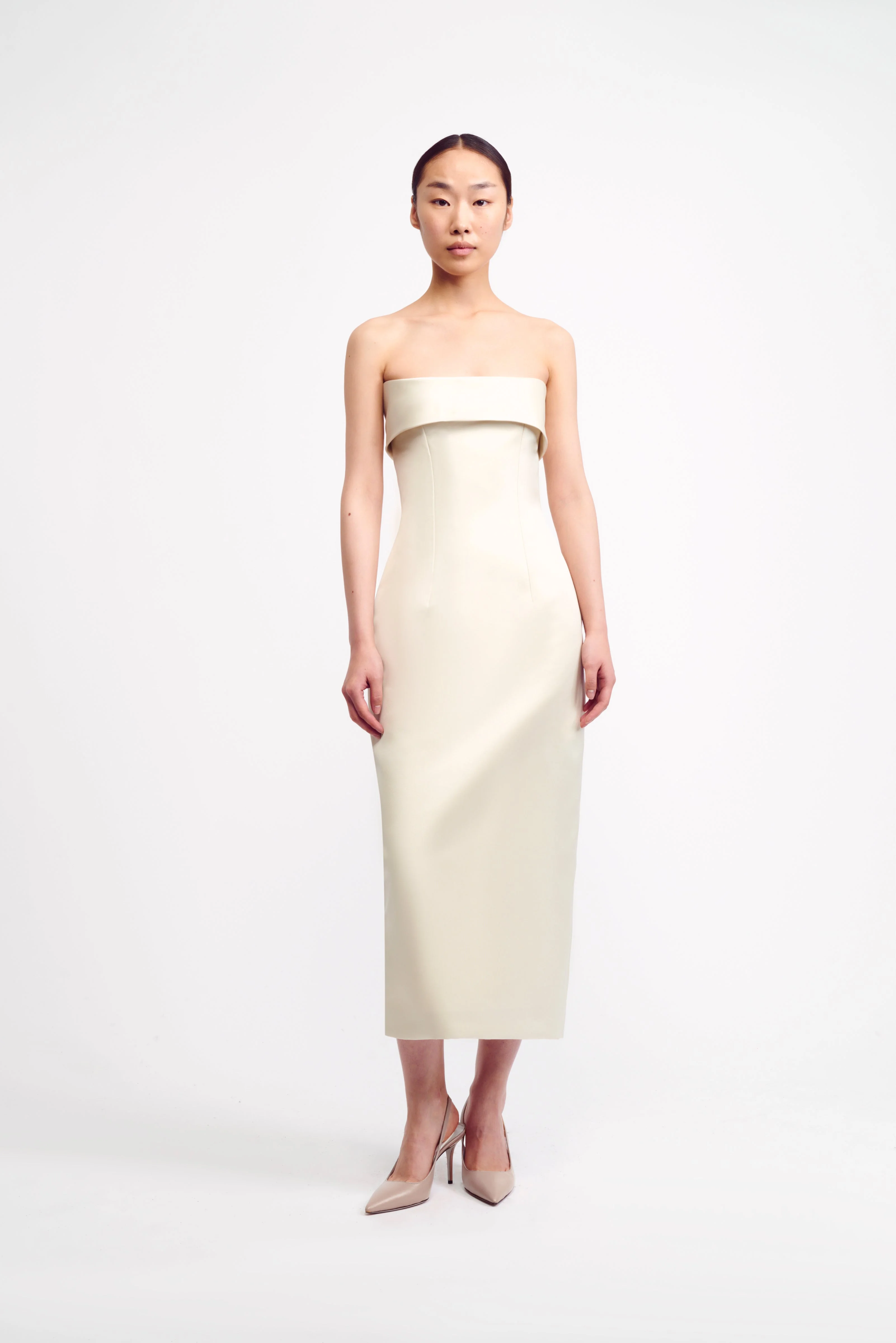 Keeley Strapless Bridal Dress in Ivory Duchess Satin - 1