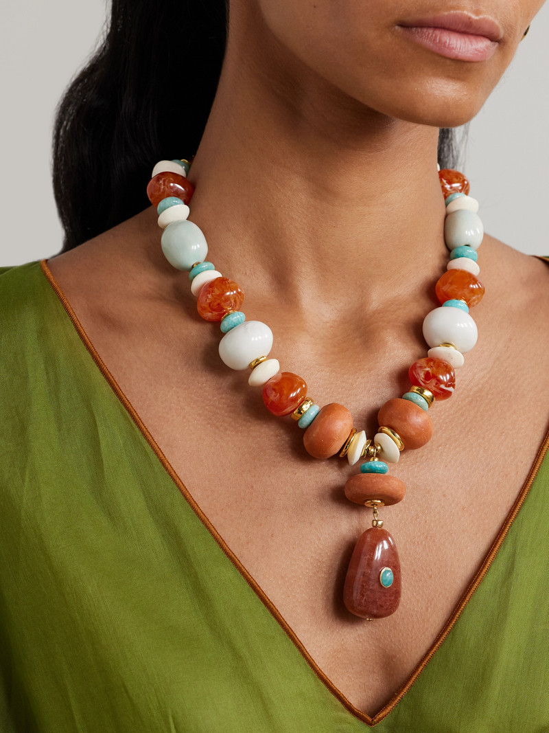 LIZZIE FORTUNATO Andamento Gold-plated Multi-stone And Bone Necklace outlook