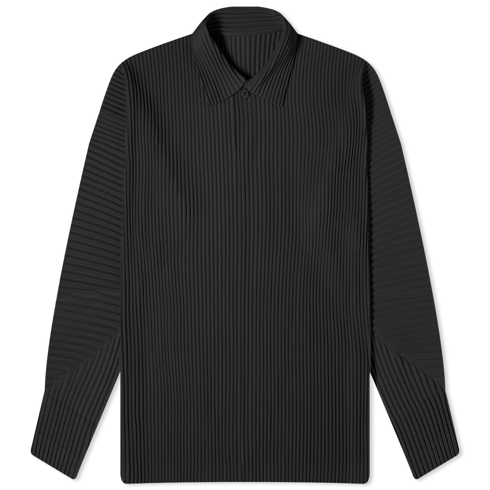 Homme Plissé Issey Miyake Pleated Long Sleeve Polo - 1