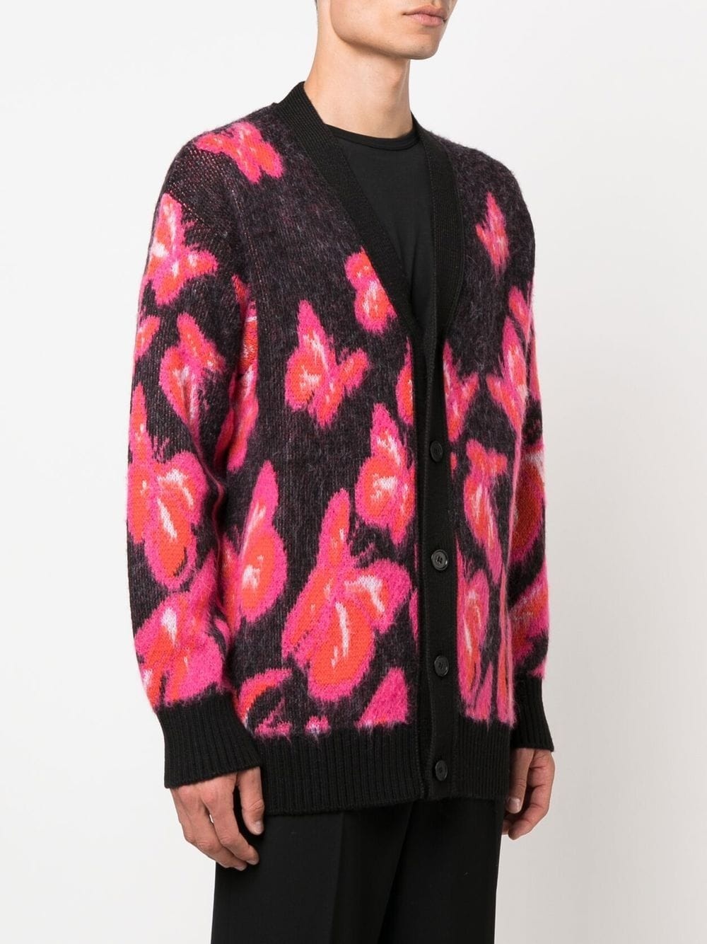 butterfly-print V-neck cardigan - 3