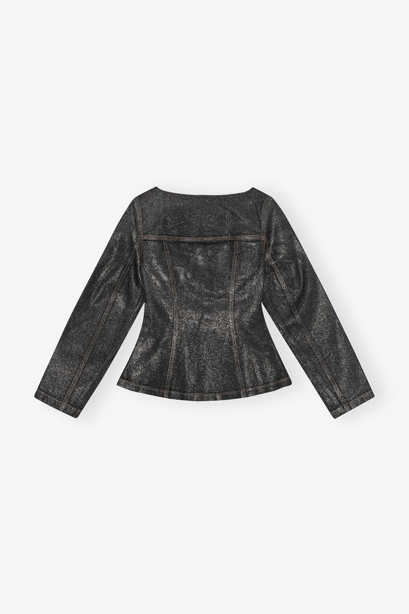 SHIMMERY FOIL DENIM BLAZER 6