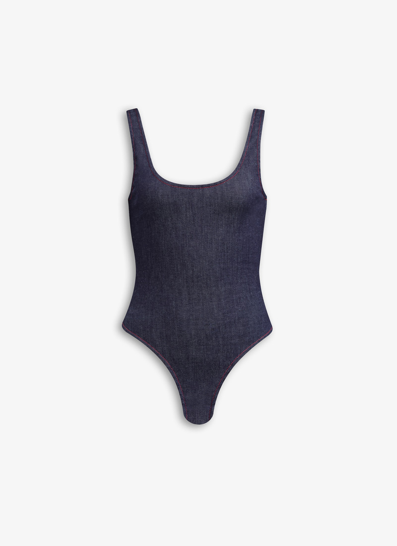 TANK BODY IN STRETCH DENIM - 1