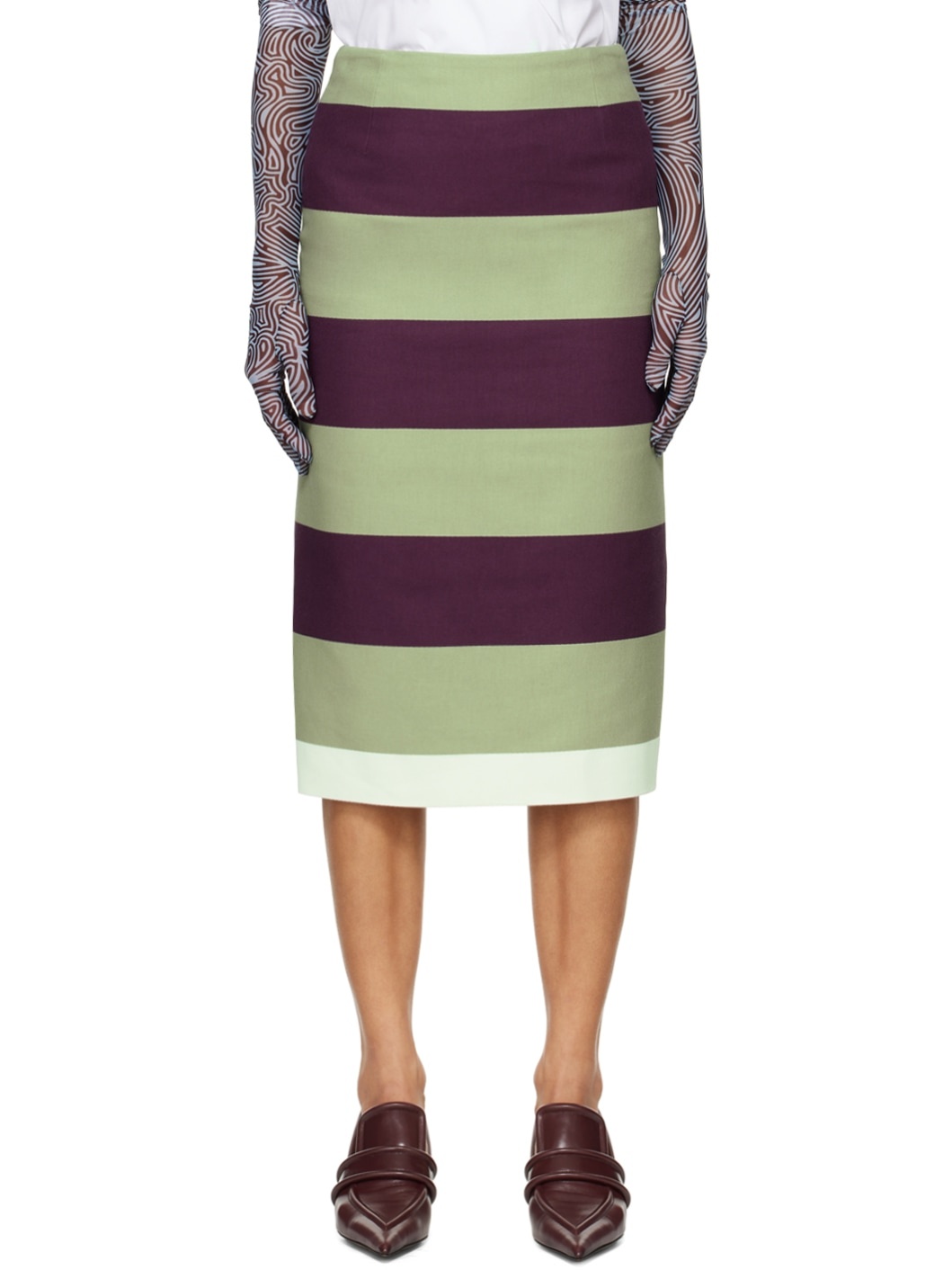 Purple & Green Salby Midi Skirt - 1