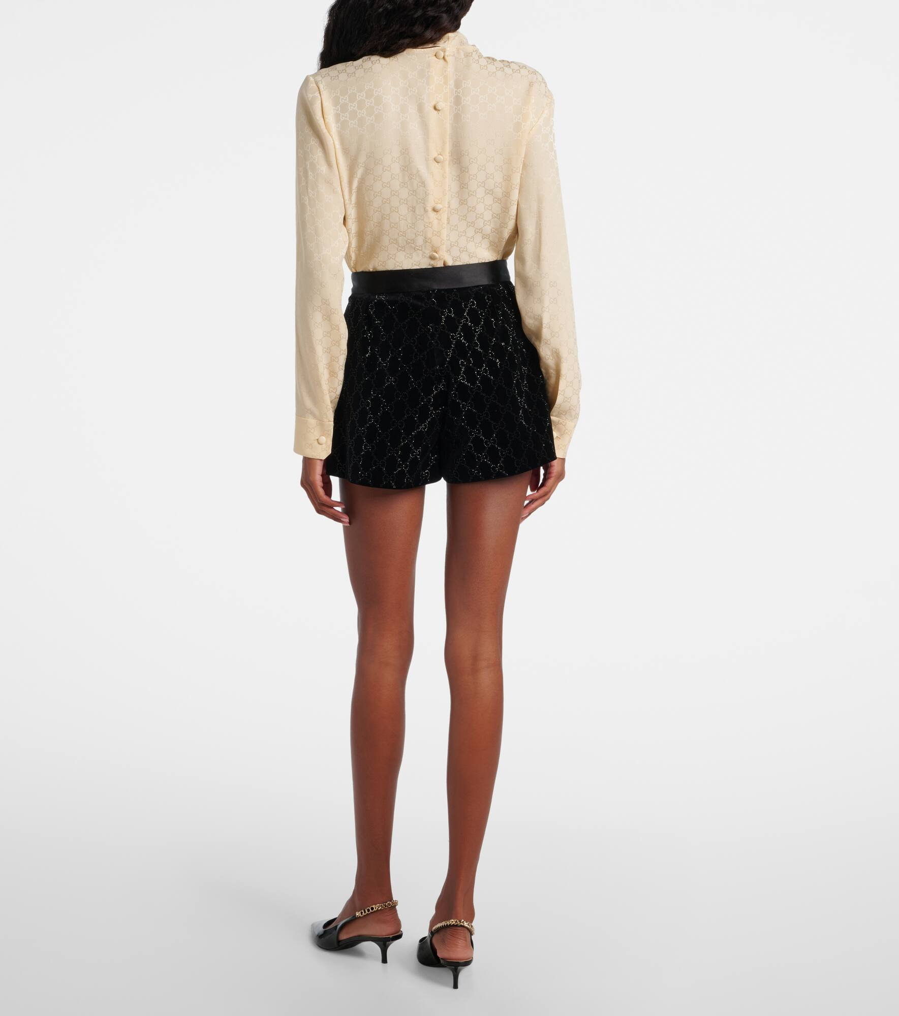 Embellished denim shorts - 3