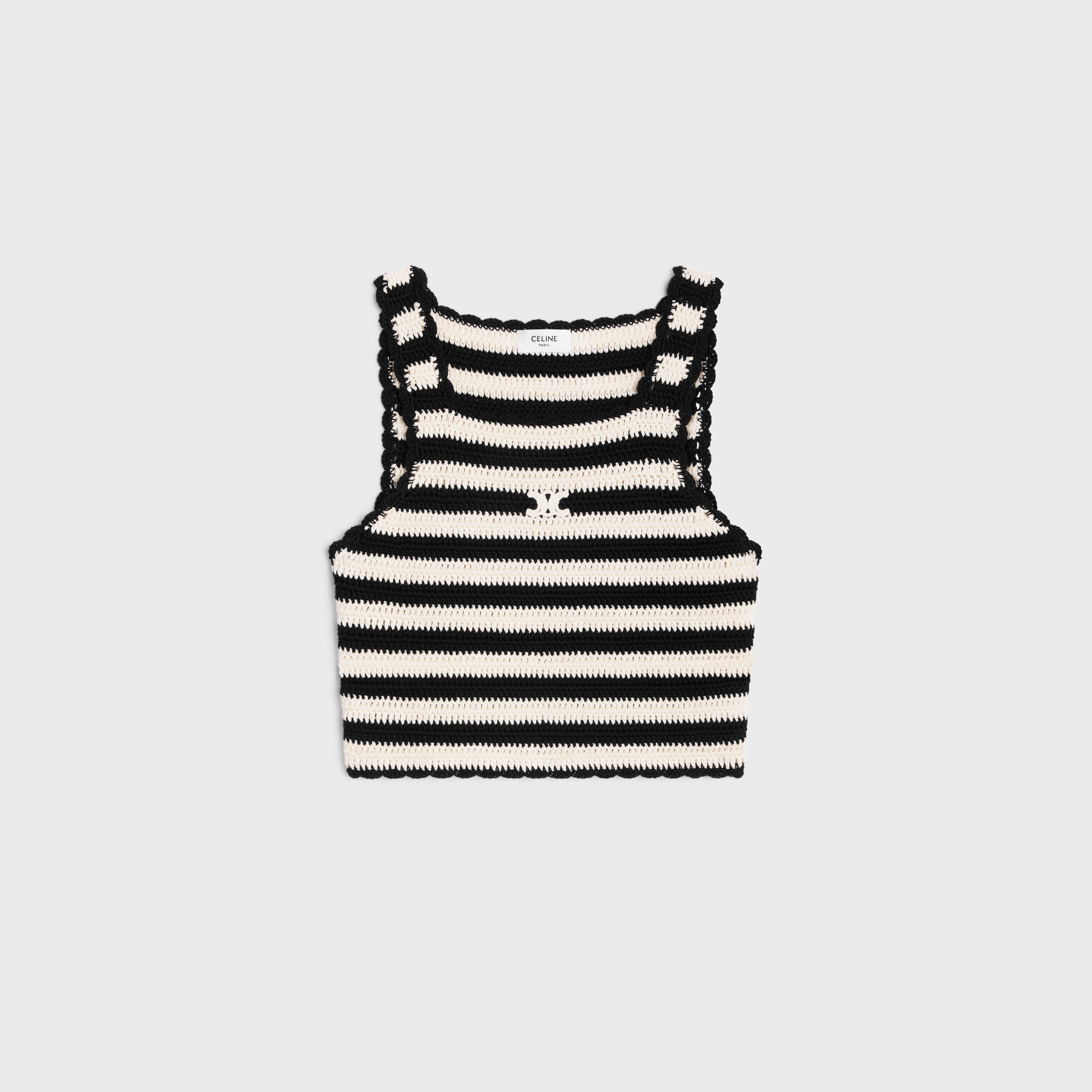 triomphe striped crop top in crocheted cotton - 1