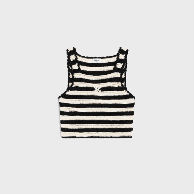 triomphe striped crop top in crocheted cotton 1
