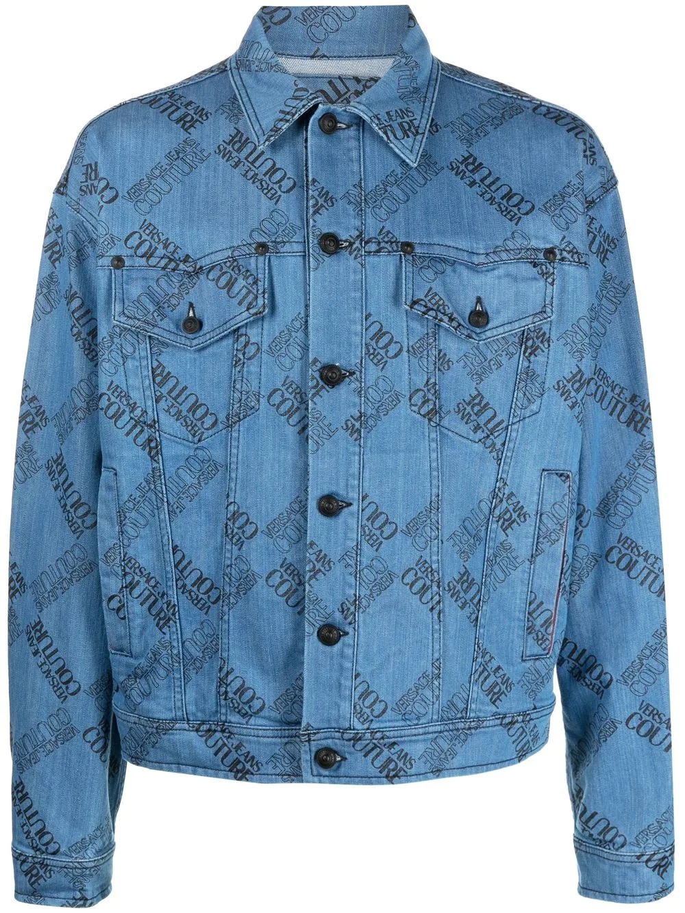 logo-print denim-jacket - 1