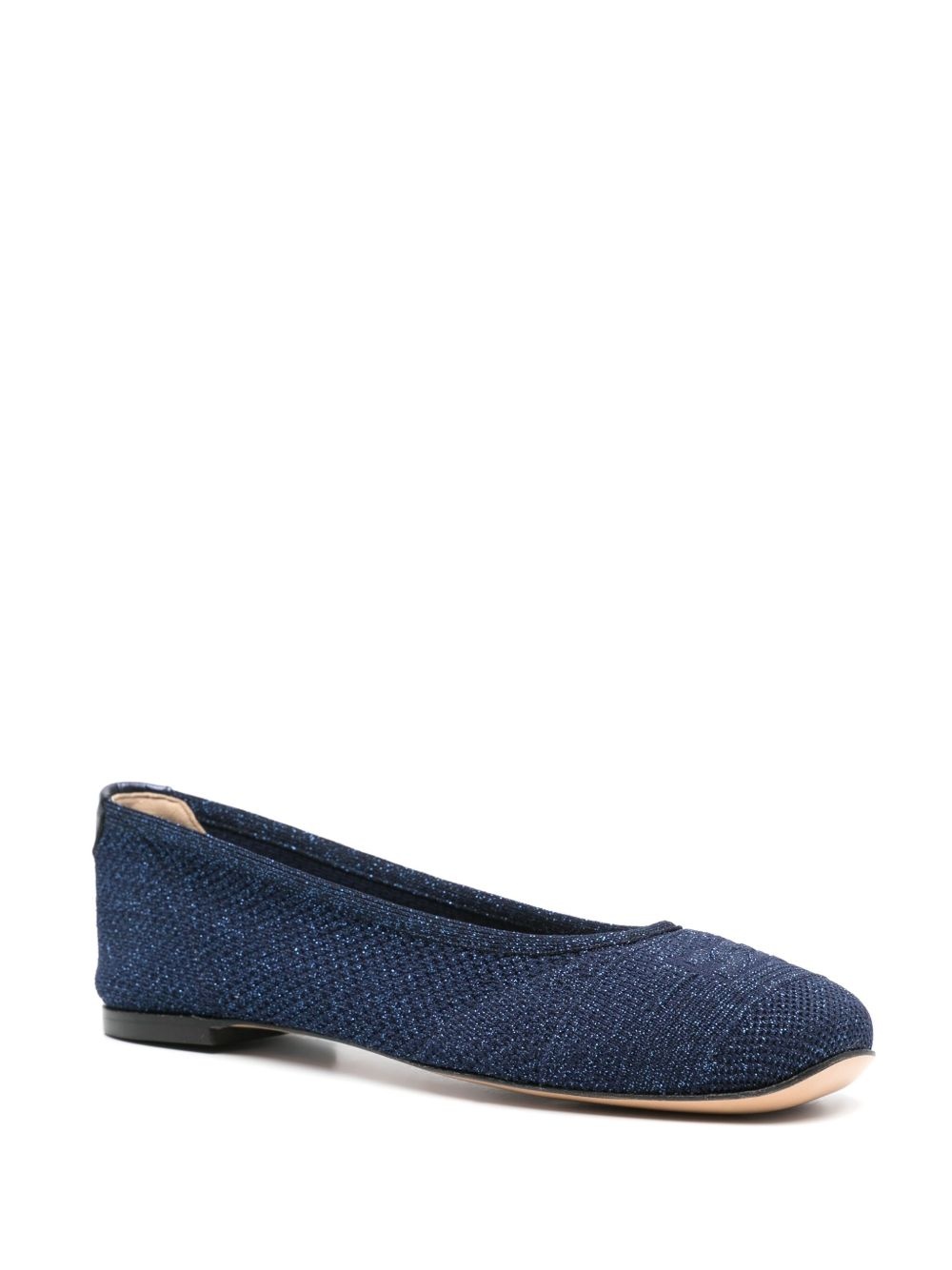 lurex-detail knitted ballerina shoes - 2