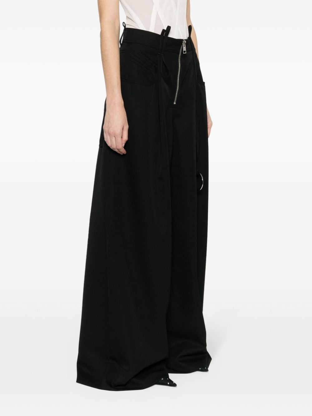 wide-leg wool trousers - 3