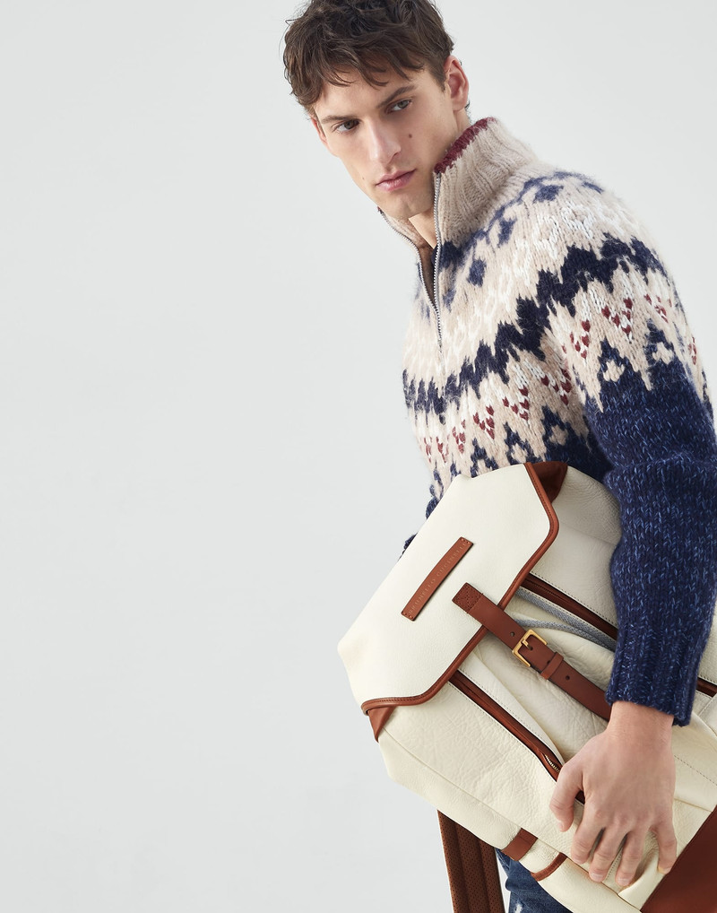 Grained leather backpack 4