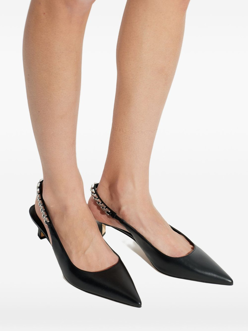 chain-detail pointed leather pumps 5