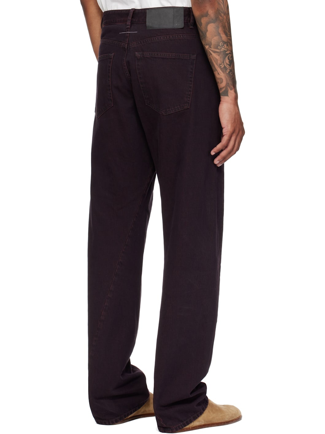 Burgundy Twisted Seam Jeans - 3