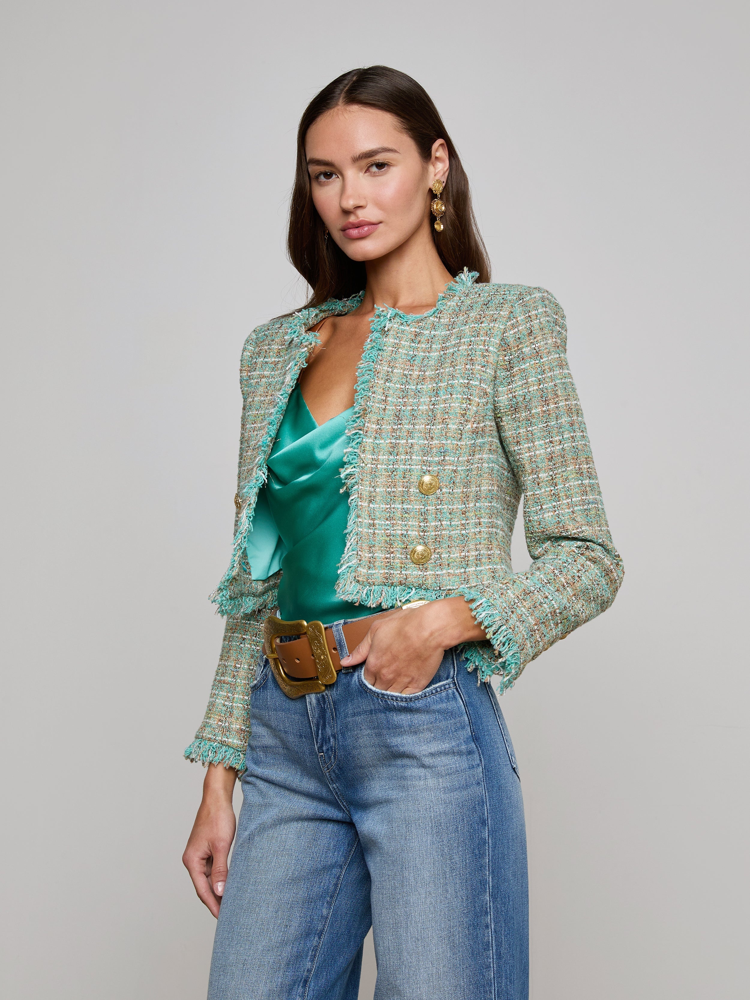 Clydie Cropped Tweed Jacket - 4