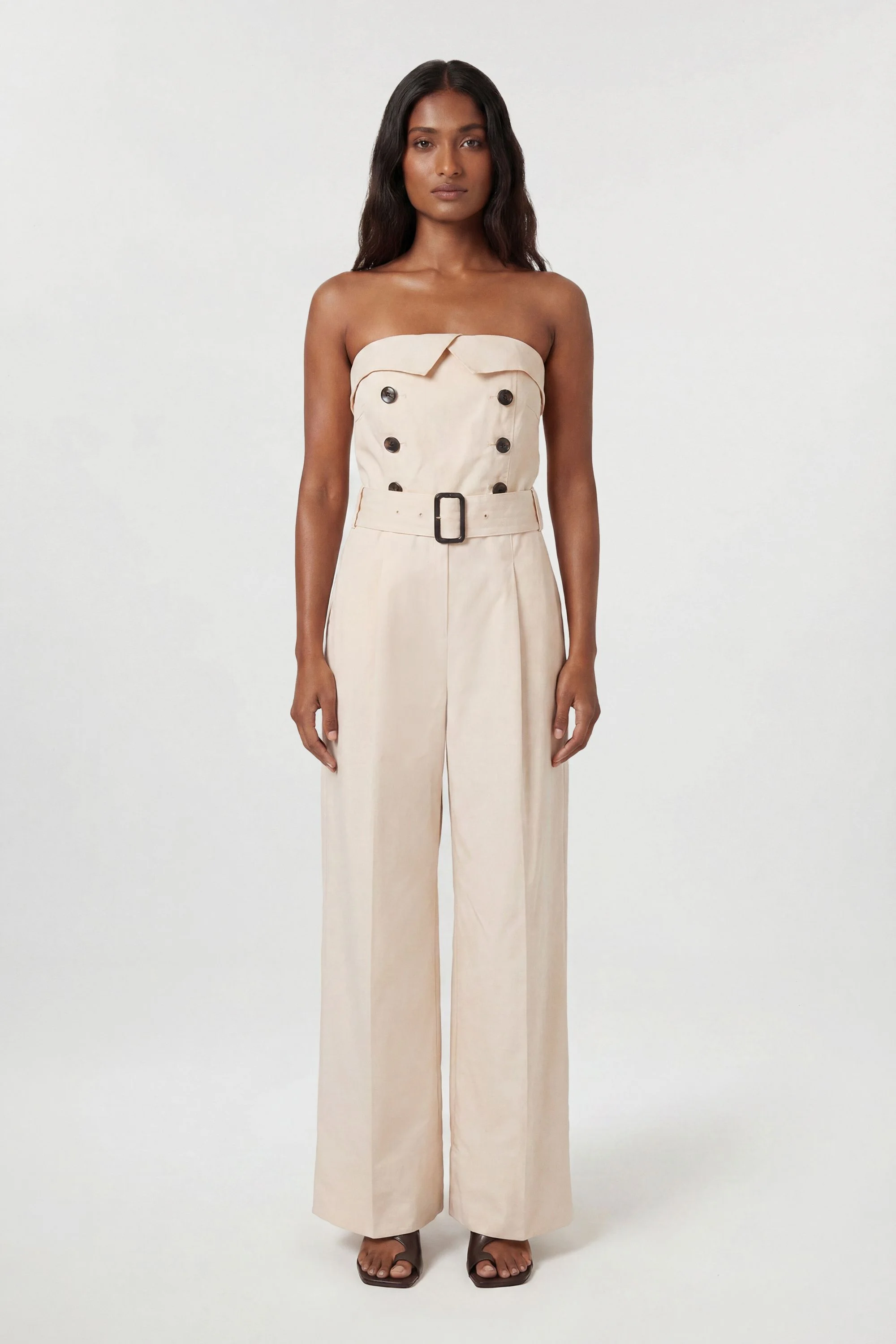 Tailored Cotton Trench Bandeau Jumpsuit - 1