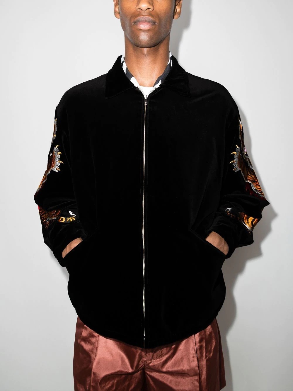 x Tim Lehi tiger-embroidered bomber jacket - 2