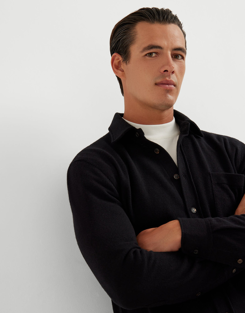 Virgin wool, cashmere and silk knit shirt 3