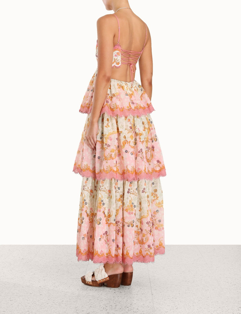 Zimmermann LAUREL FRILL MIDI DRESS - 5353DLAUPGFL | REVERSIBLE