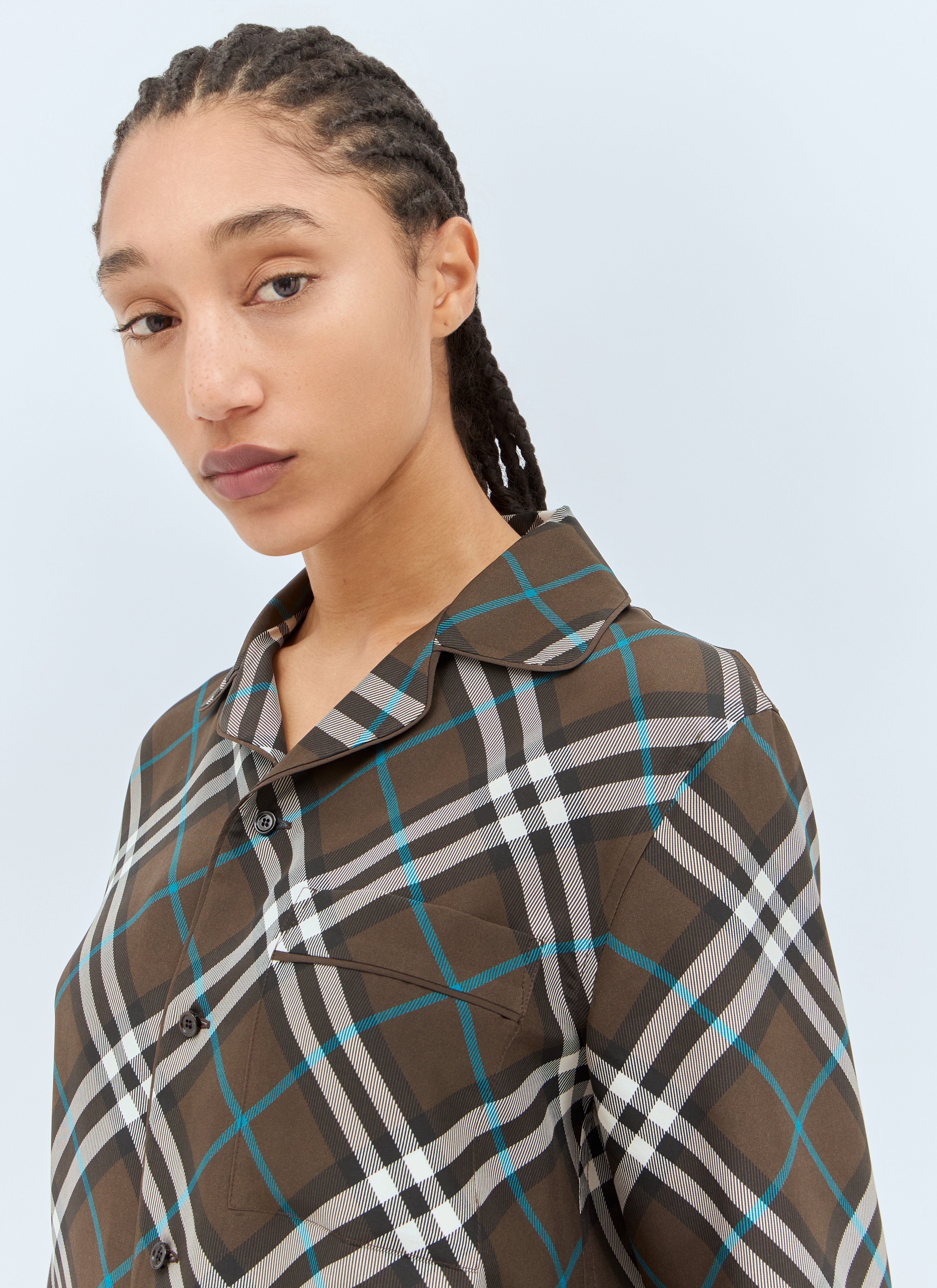Check Silk Pyjama Shirt - 3