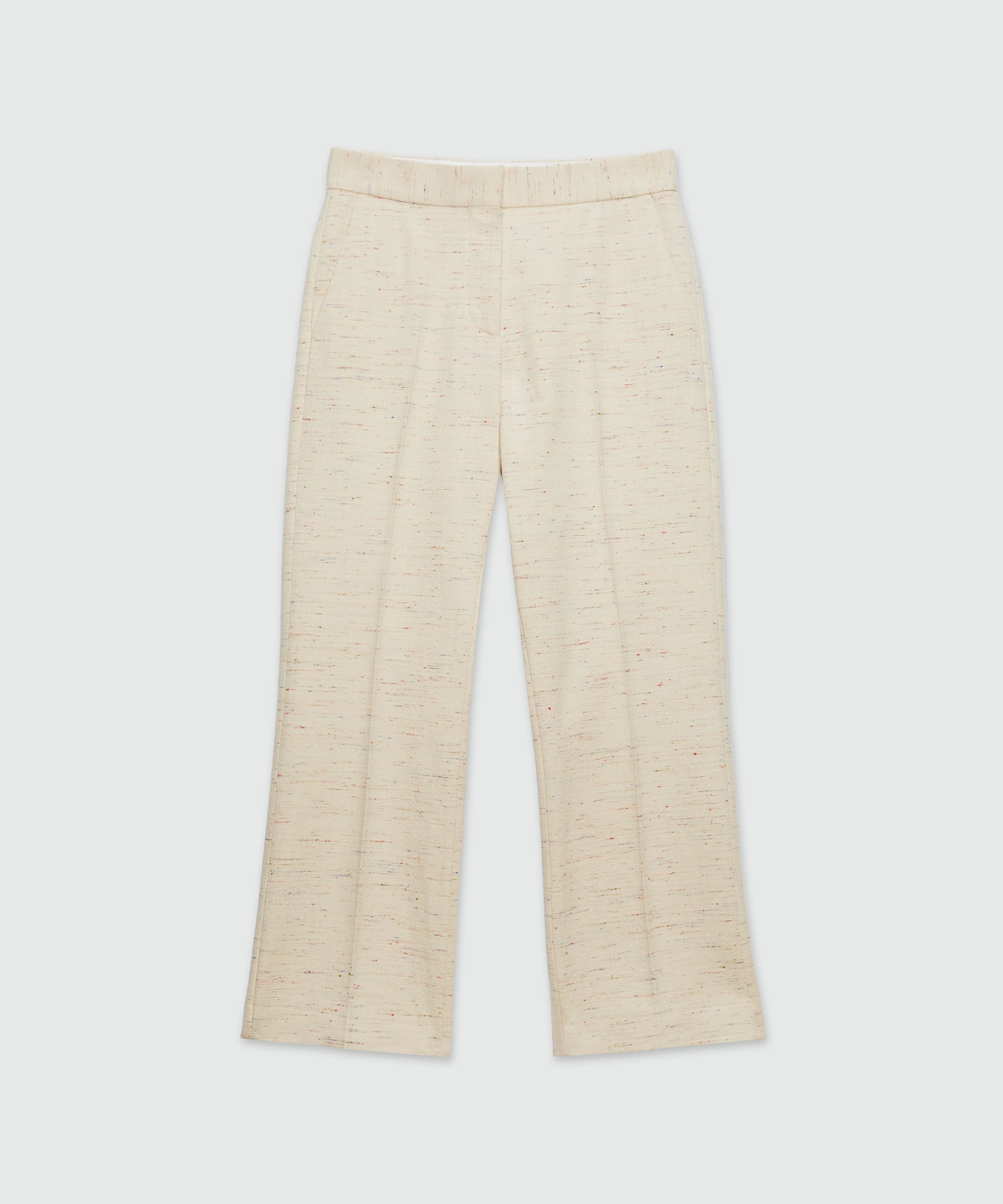 Cream trousers in fancy gabardine - 1