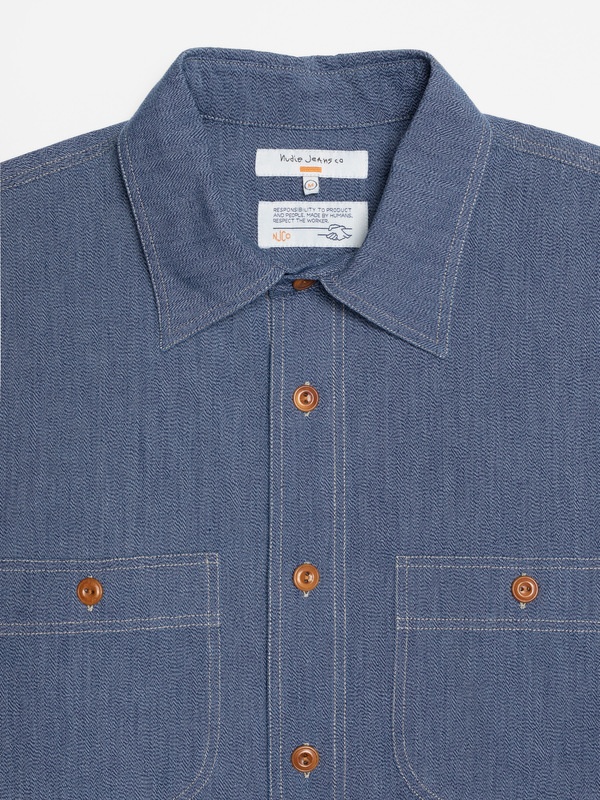 Julian Chambray Worker Shirt Indigo - 4