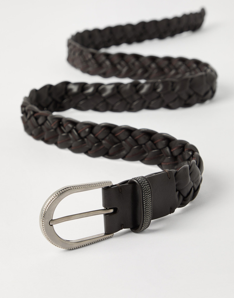 Brunello Cucinelli Braided nappa leather belt with monili outlook