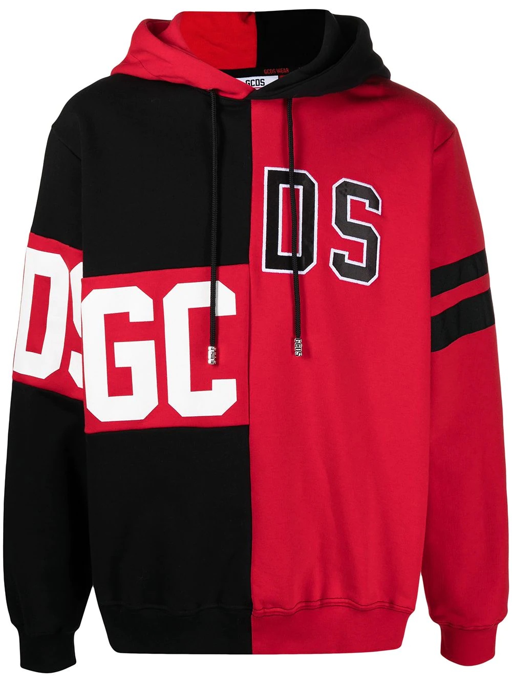 logo-print colour-block hoodie - 1