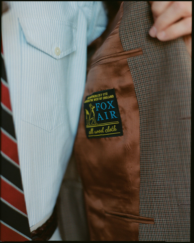 MADE-IN-USA BROWN MINI CHECK FOX AIR WOOL SPORT COAT 5