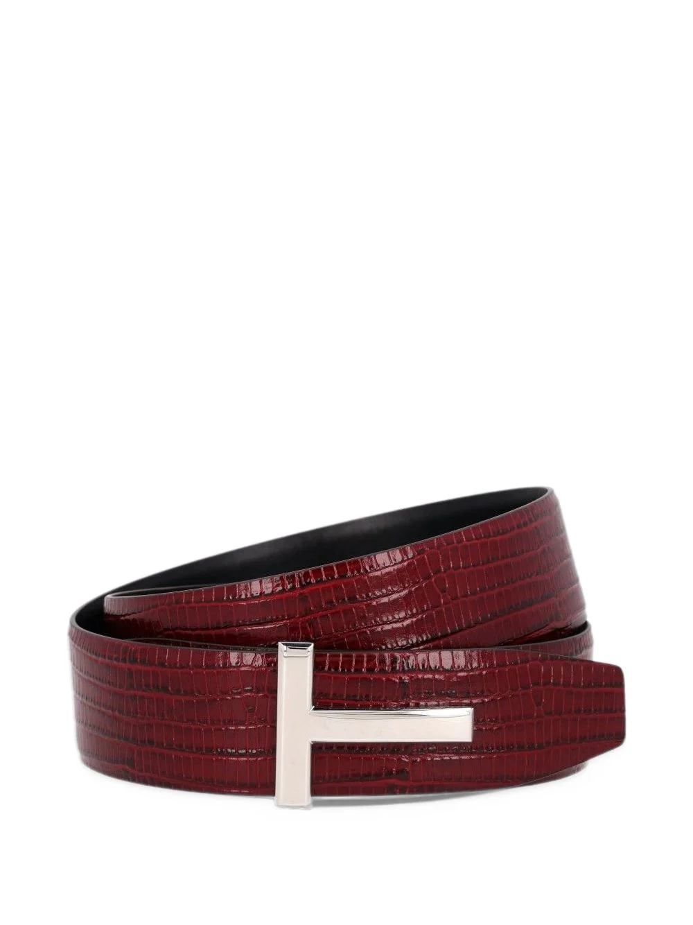 T-logo lizard-effect belt - 1