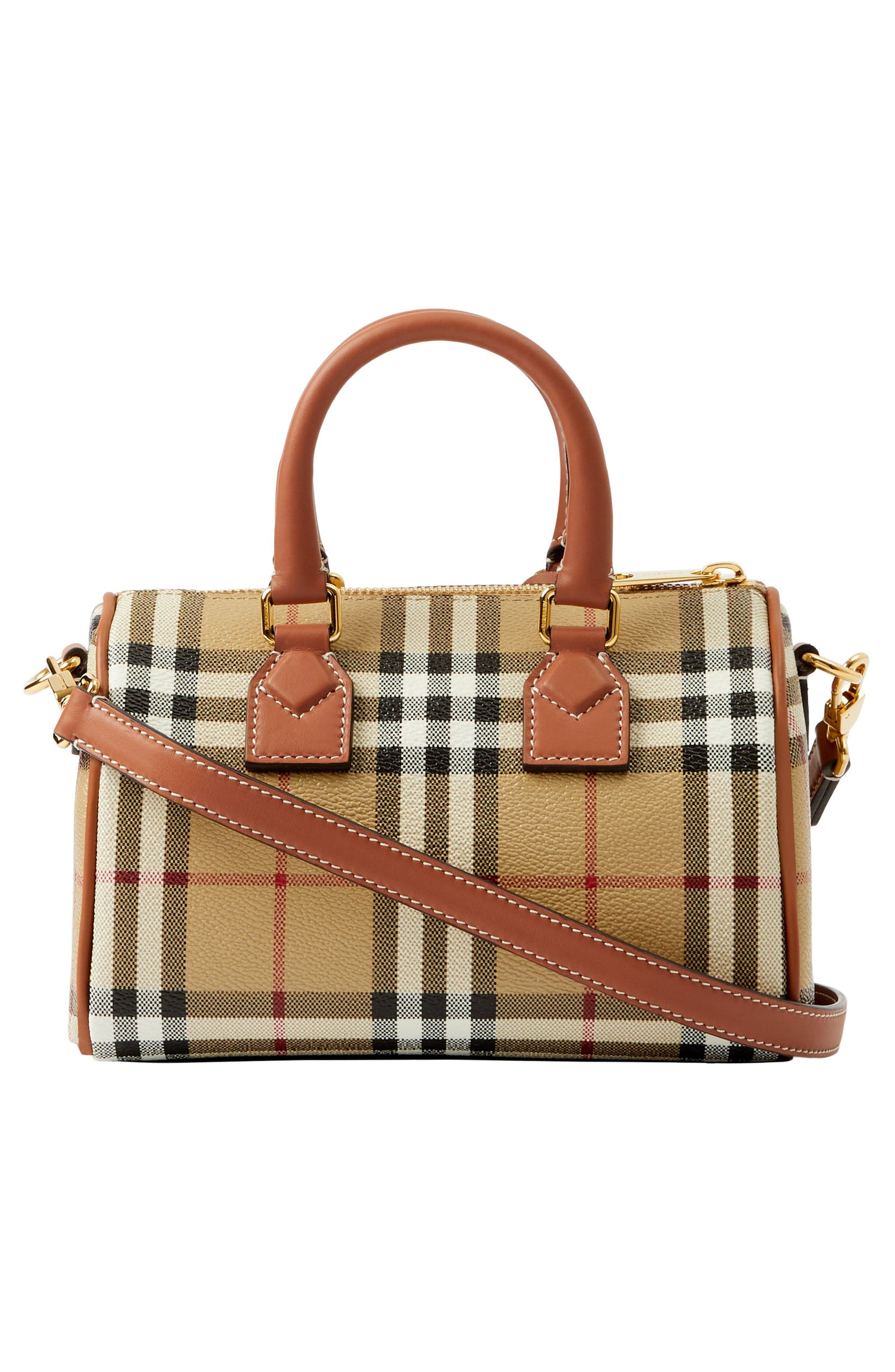 burberry Mini Bowling Check Coated Canvas Duffle Bag in Vntg Chk/Briar Brown at Nordstrom - 2