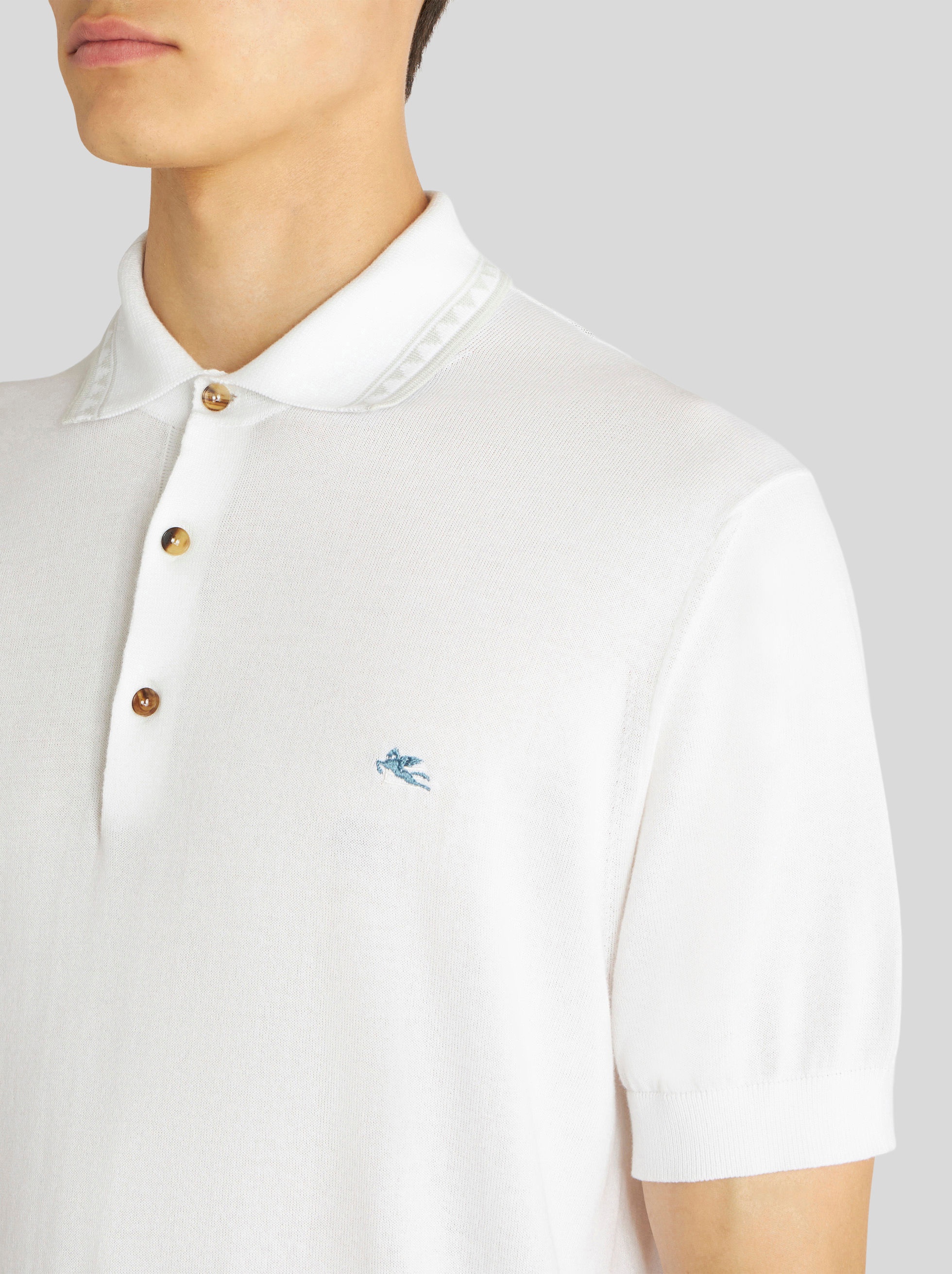 JERSEY POLO SHIRT WITH DECORATIVE GRECA - 3