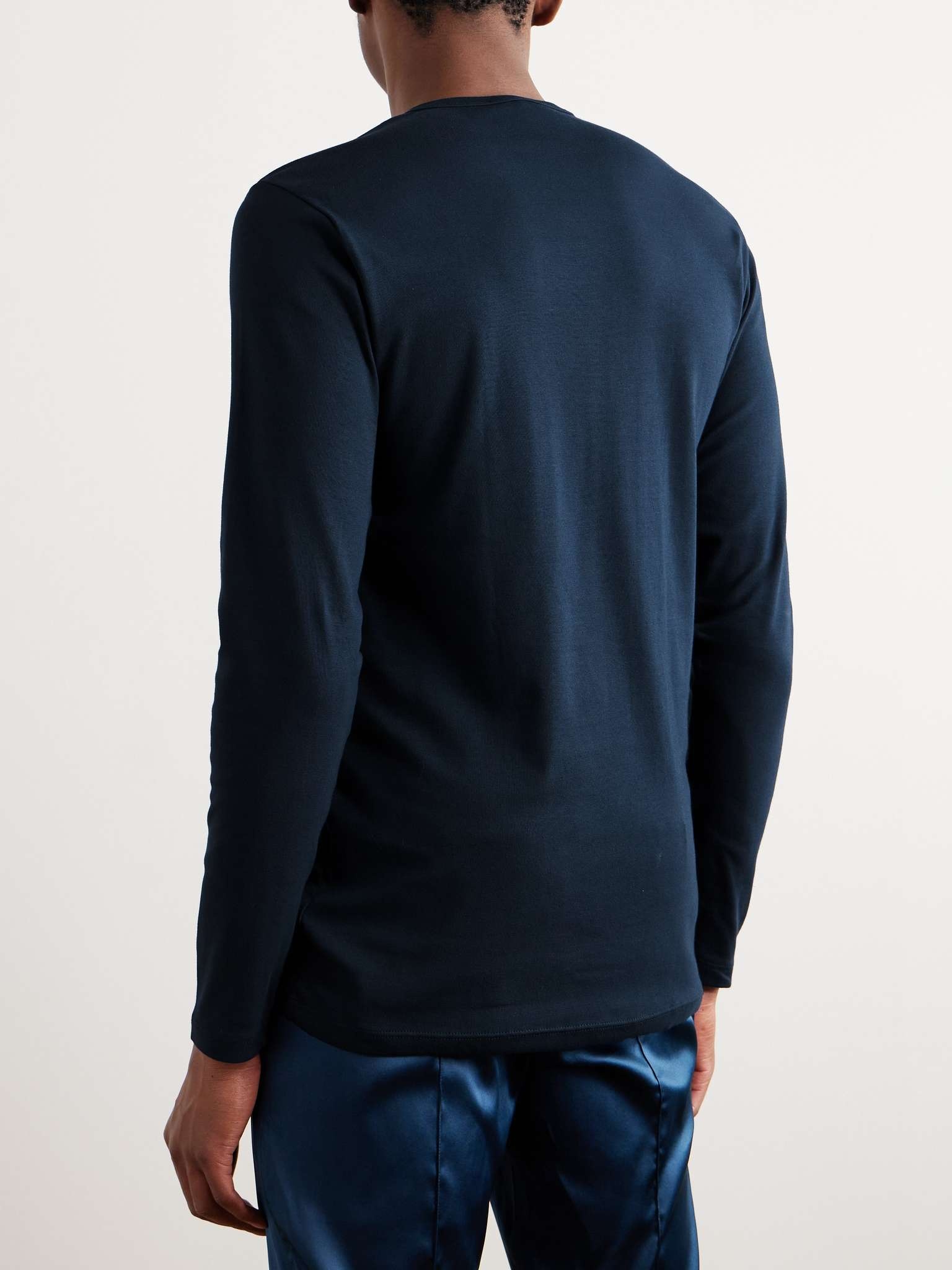 Stretch-Cotton Jersey Henley Pyjama T-Shirt - 5