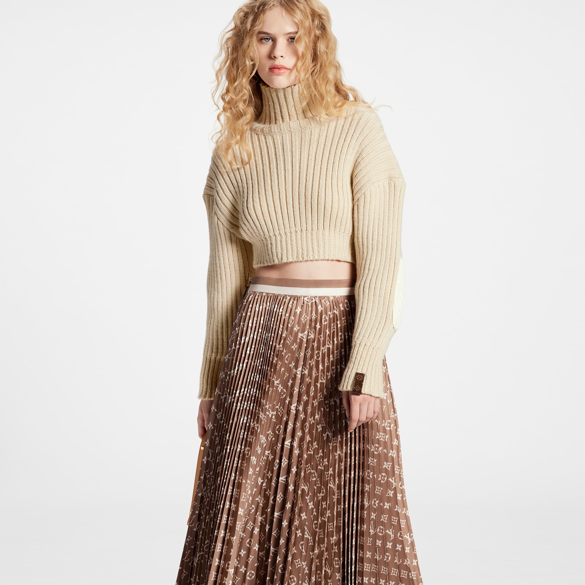 Stripe Accent Monogram Pleated Skirt - 5