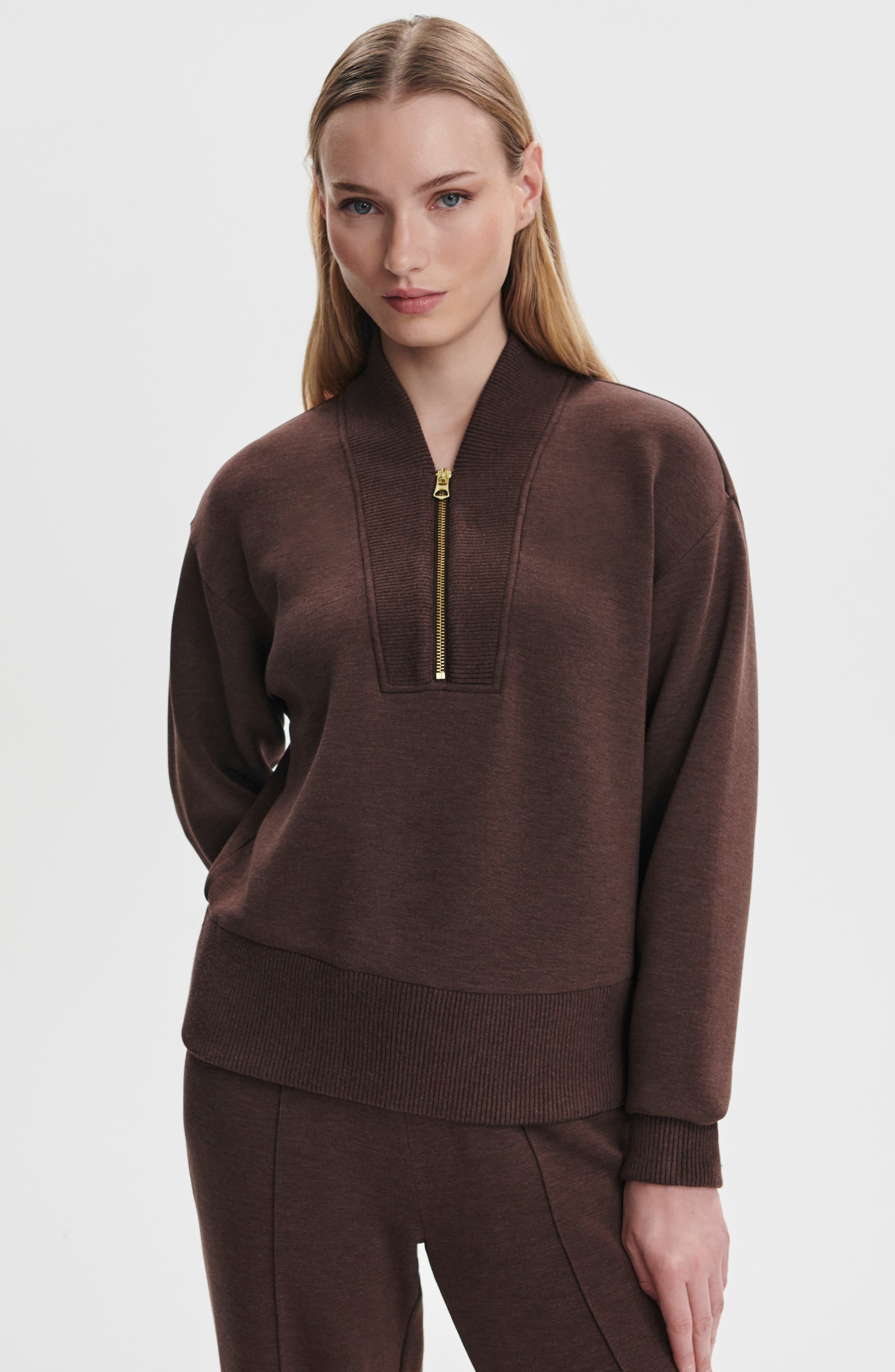 Varley Sally Half Zip Sweatshirt in Coffee Bean Marl at Nordstrom - 6