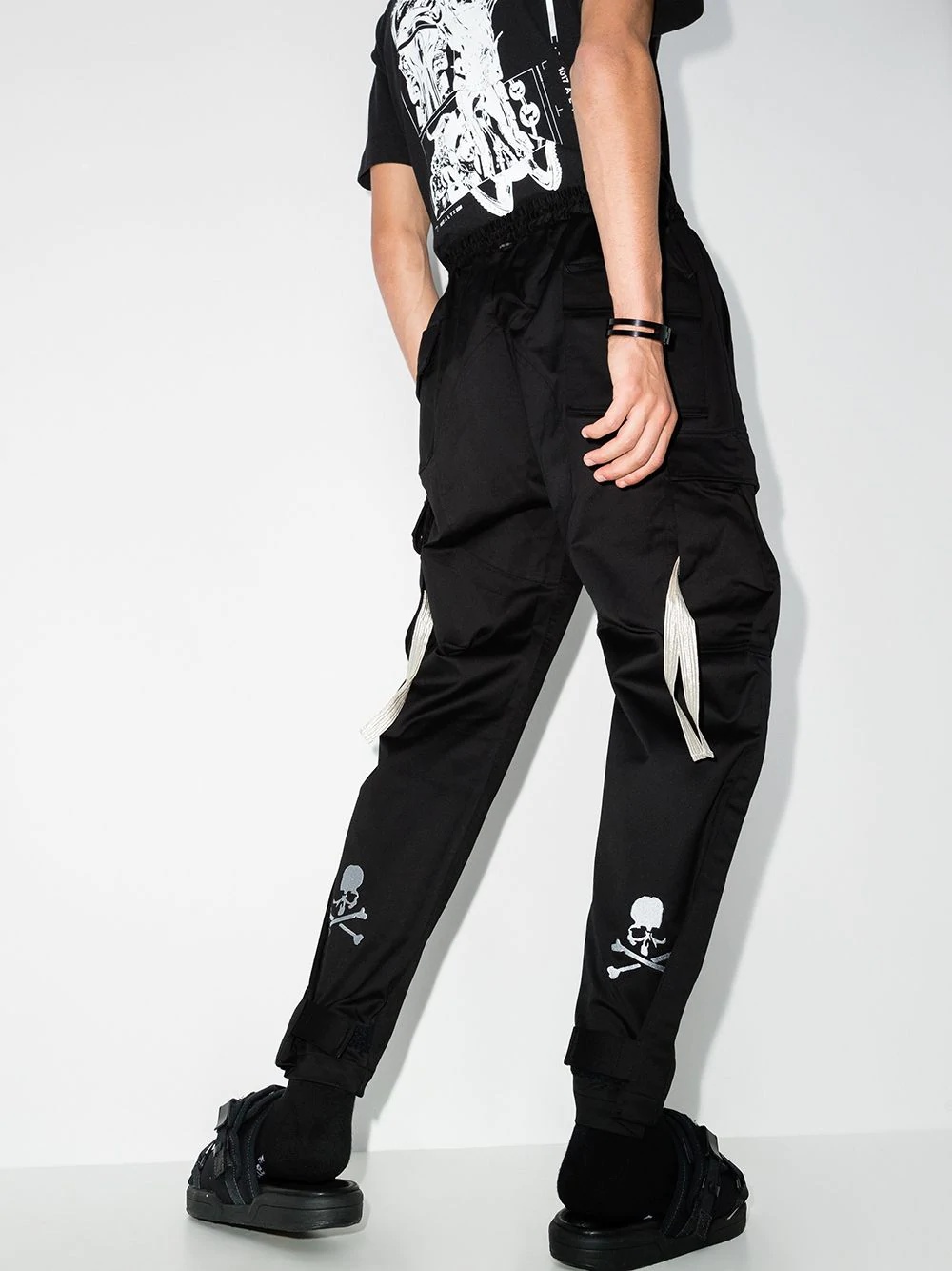 drawstring skull motif trousers - 3