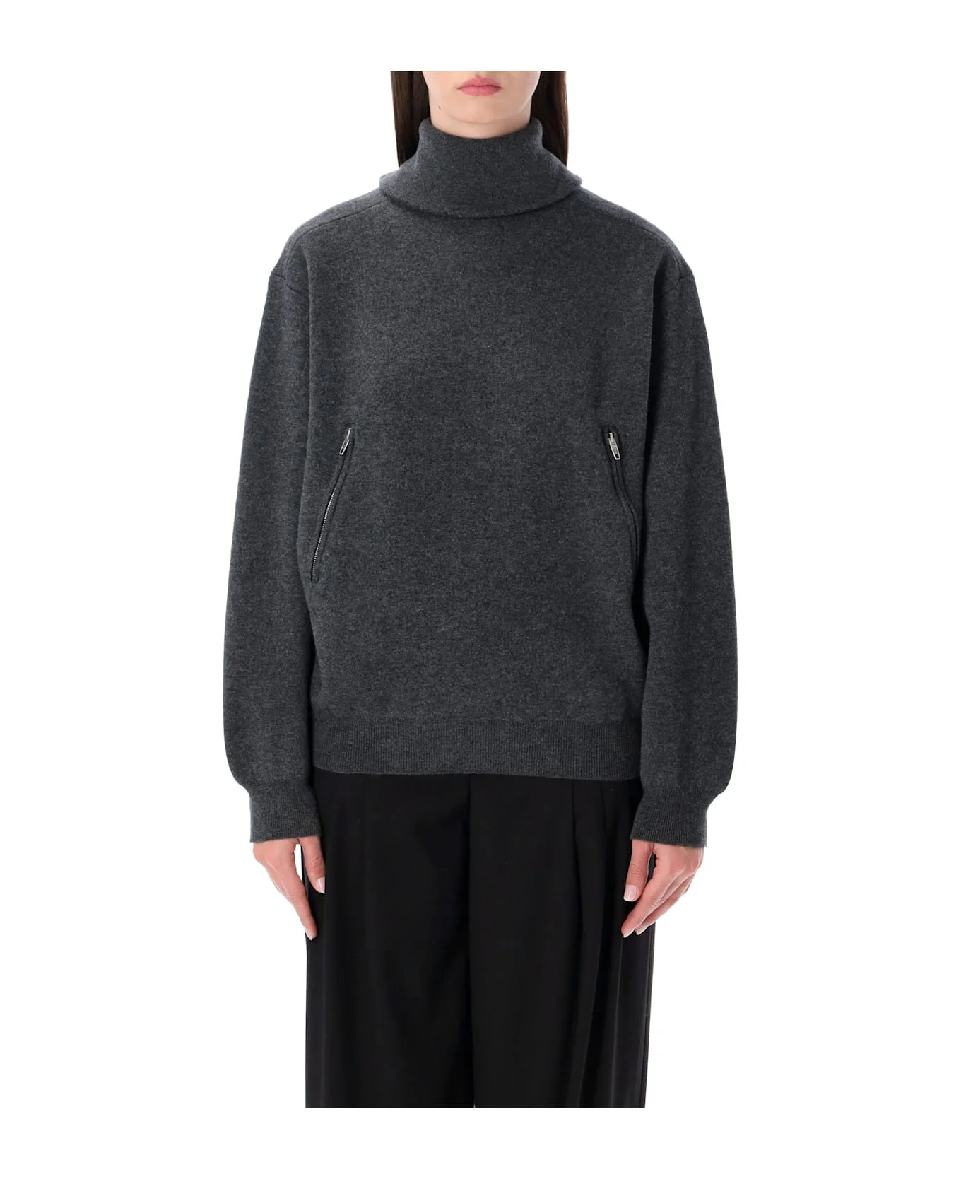 Balenciaga Back-to-front Wool Turtleneck Sweater In Anthracite - 1