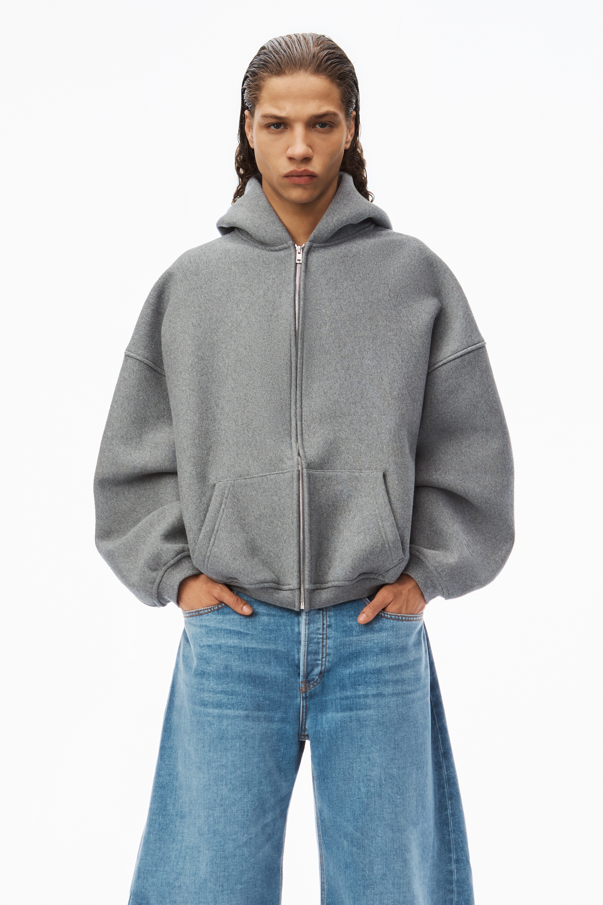 STAR ZIP UP HOODIE IN DENSE FLEECE - 2