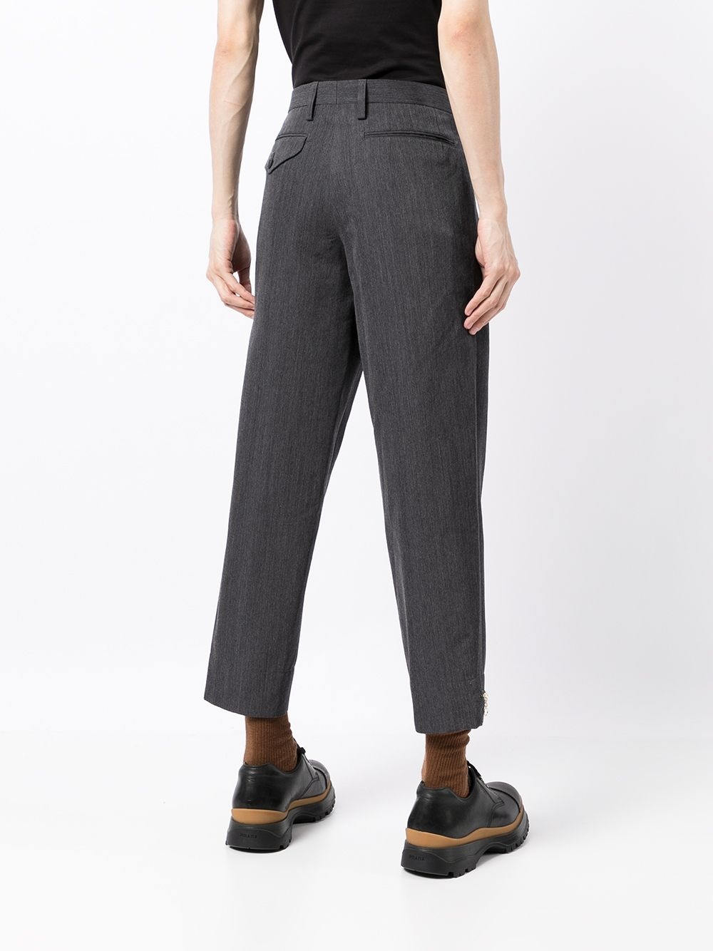 cropped tapered-leg wool trousers - 4