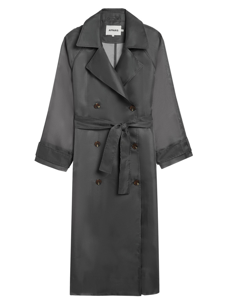 Women's Lana Organza Trench Coat - Dark Grey 1