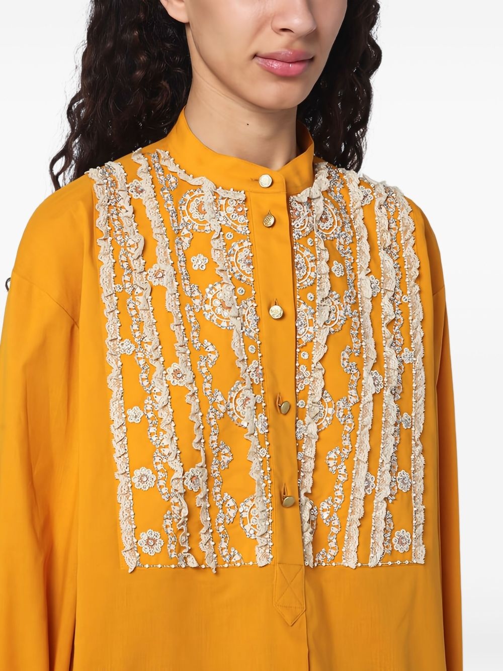 lace-embellished shirt - 5