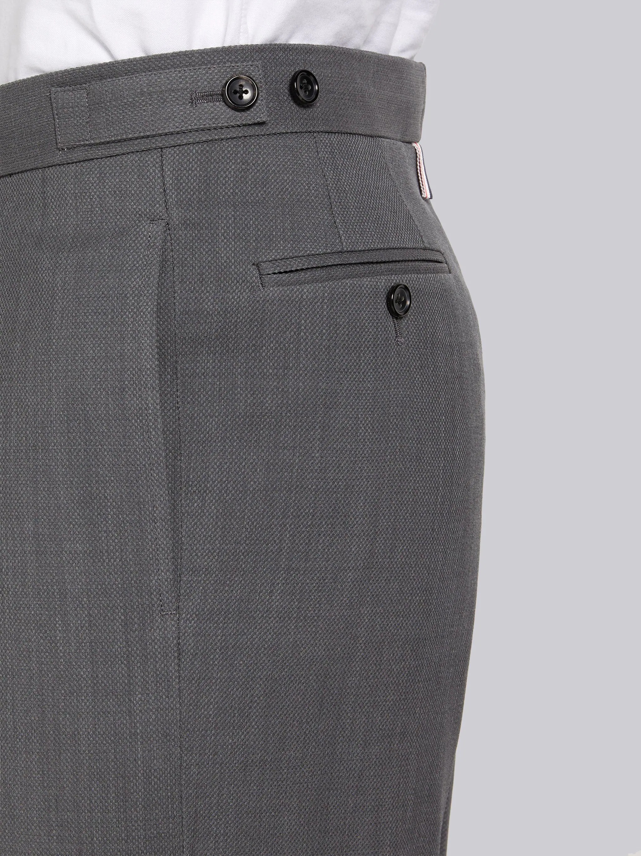 Medium Grey Wool Pique Suiting Single Pleat Trouser - 5