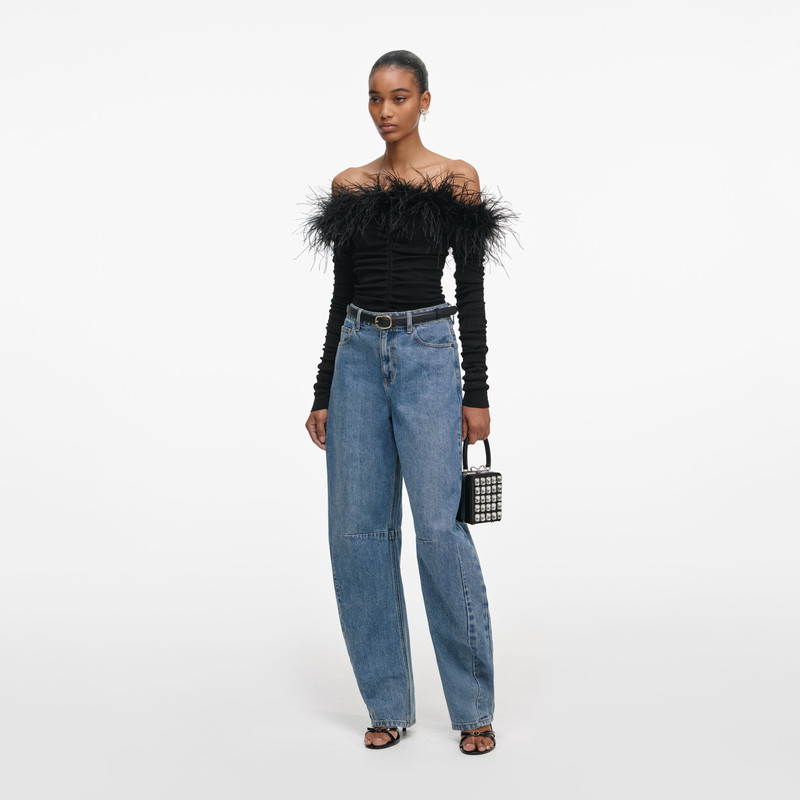 Black Feather Viscose Knit Top 2