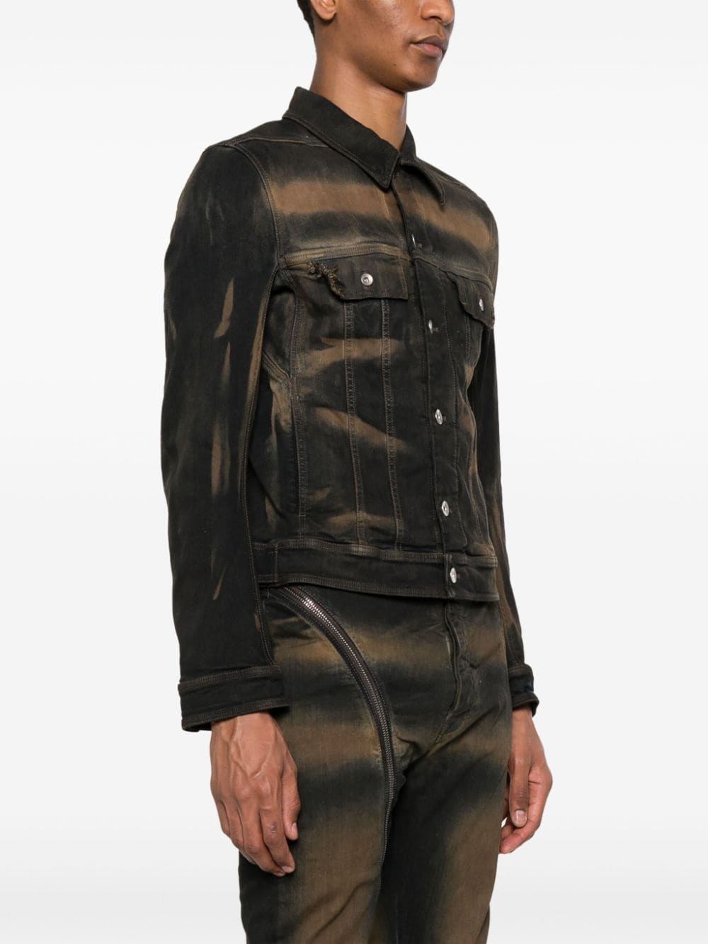 bleached-denim shirt jacket - 3