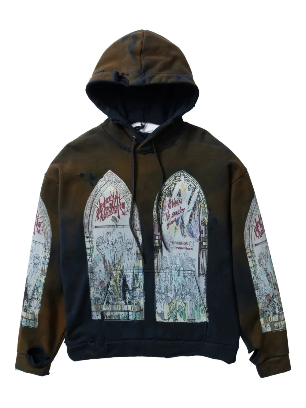 distressed graphic hoodie - 1