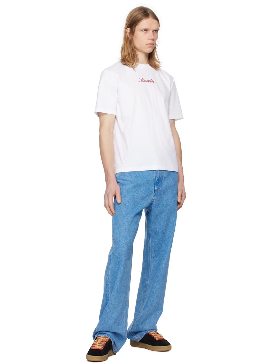 White Bouclette Script Logo T-Shirt - 4