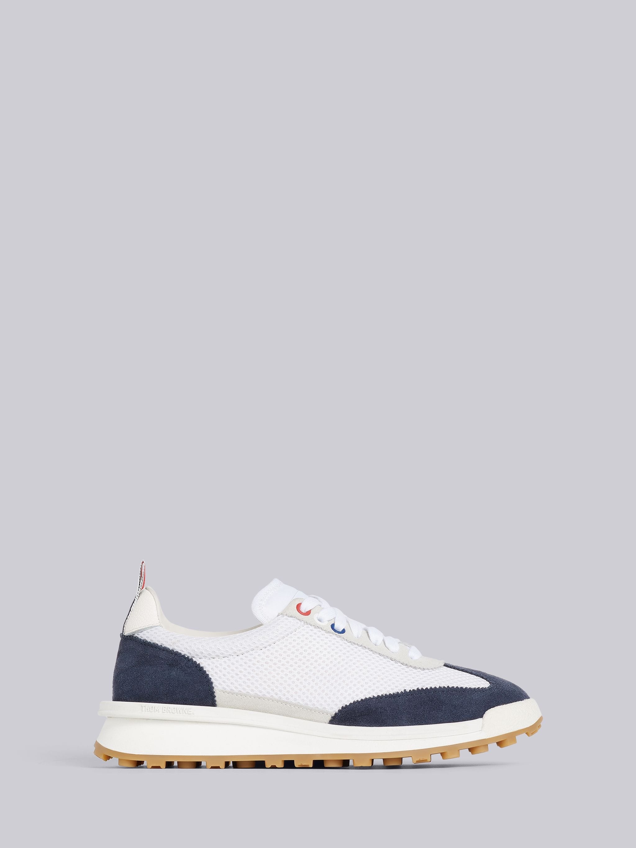 White Fine Kid Suede Tech Runner - 1