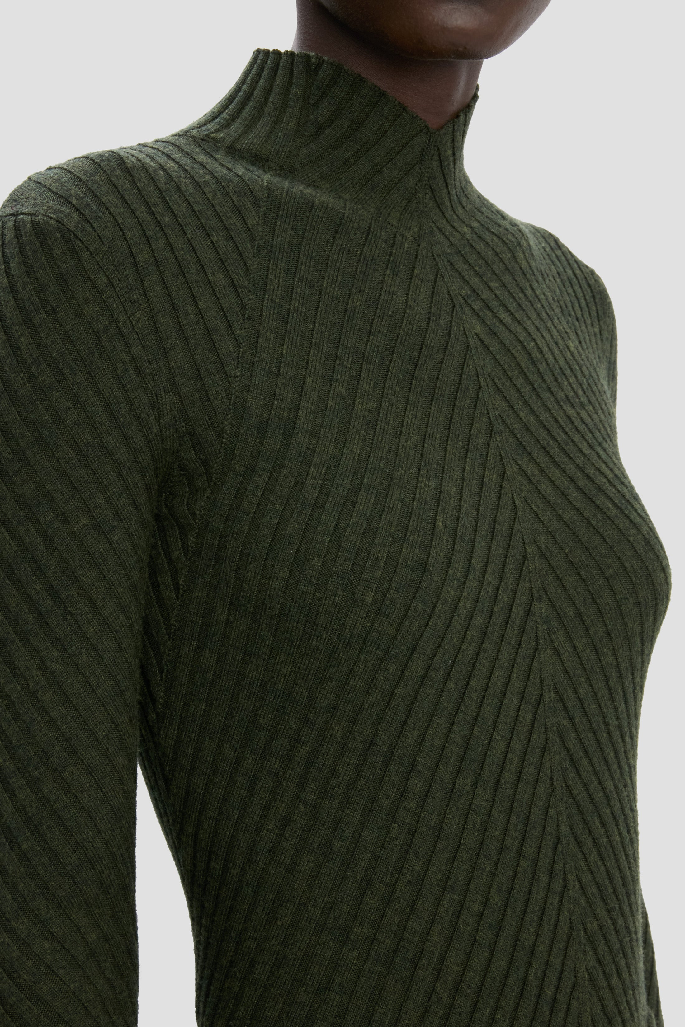 Ribbed Long Sleeve Knit Polo In Oregano - 4