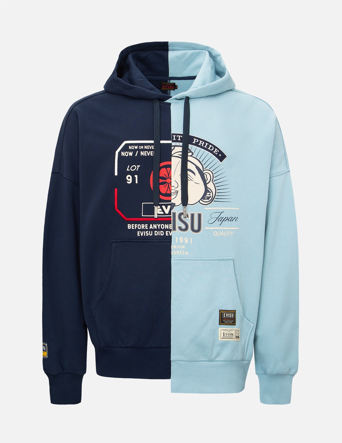 ASYMMETRIC TWO-TONE HOODED SWEATSHIRT - 2