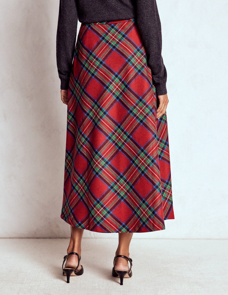 Hayley Wool Midi Skirt-Red, Blue and Green Check 4