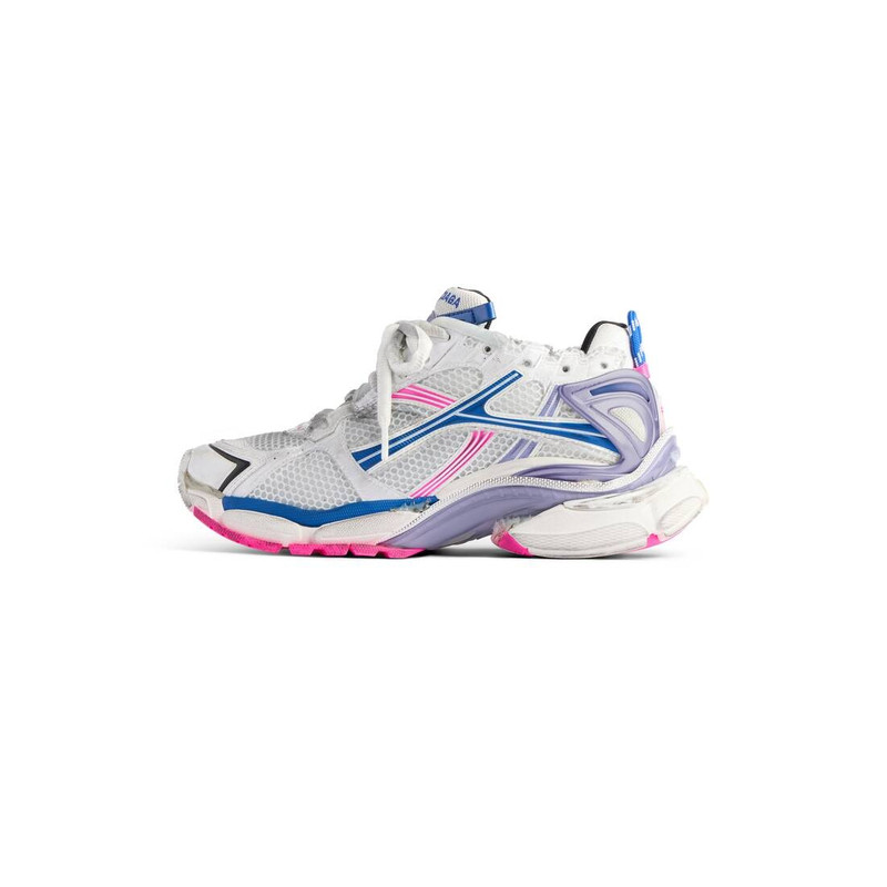 BALENCIAGA Women's Runner Sneaker  in White/lilac/neon Pink/navy outlook
