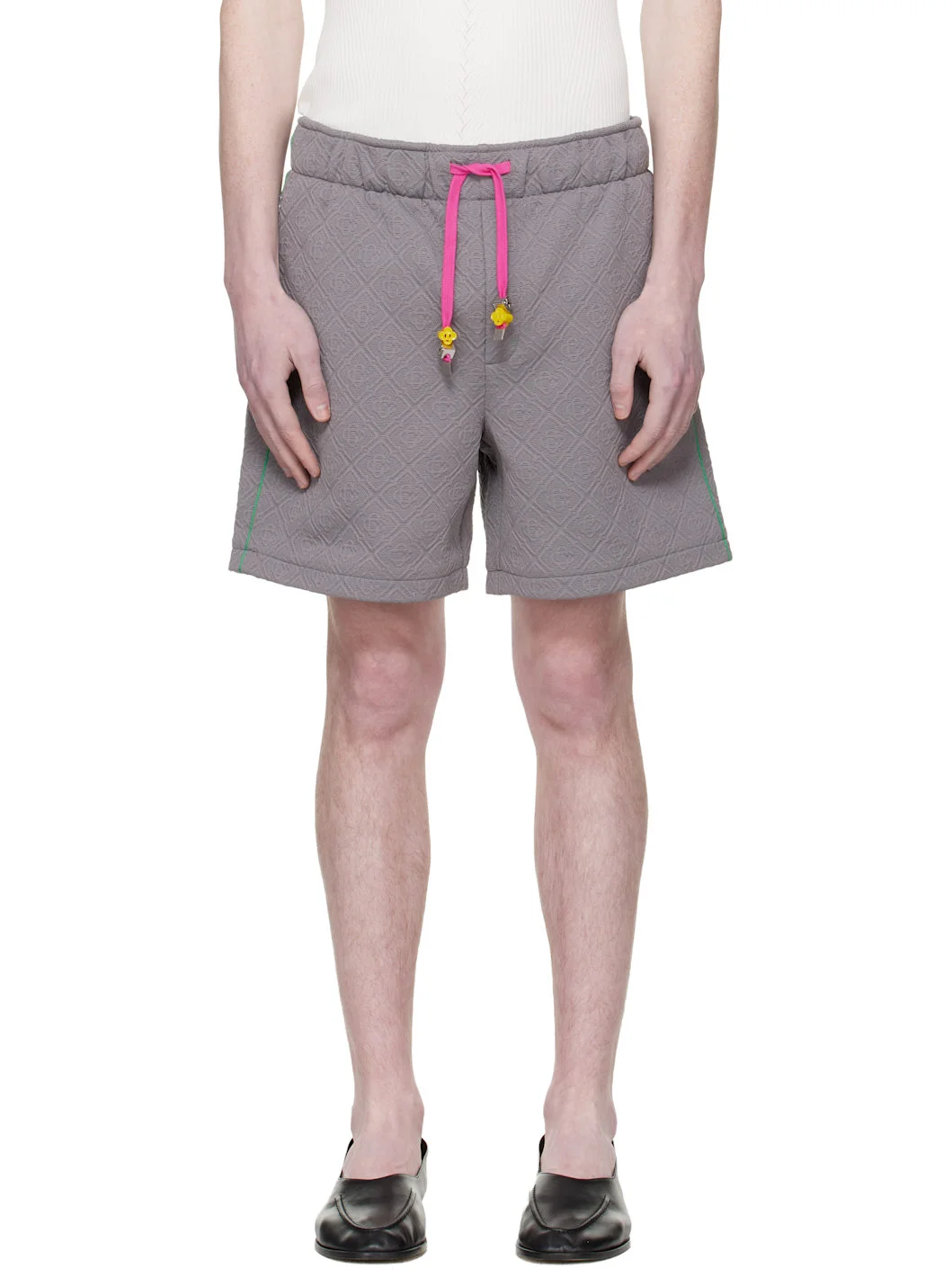 Gray Jacquard Shorts - 1